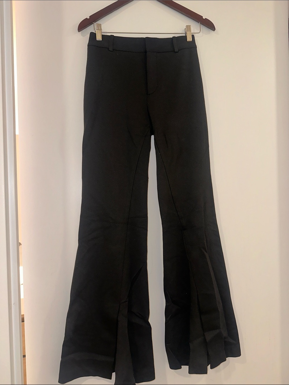 Frame Denim Black Flared Split-Hem Pants